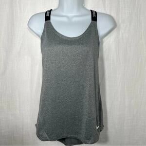 Nike Just Do It Tank Crisscross Back Dri Fit Gray Athletic Top Size Small